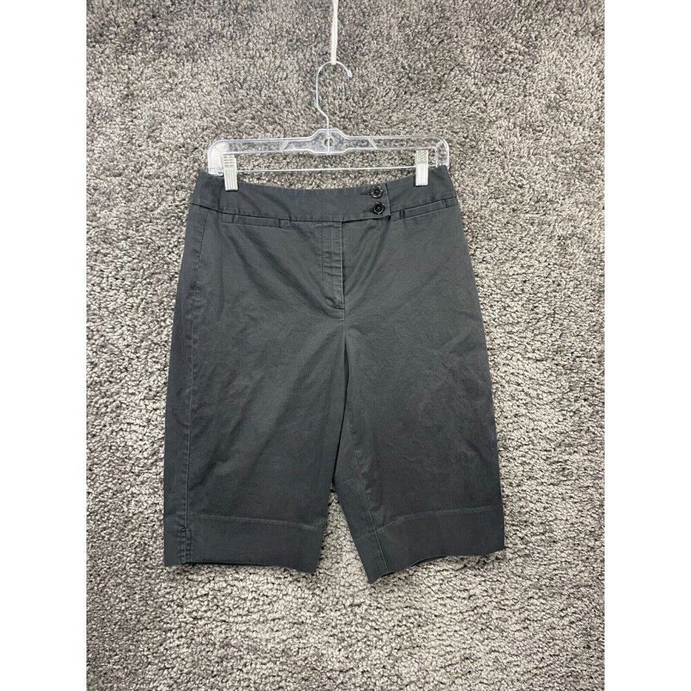 Talbots Shorts Women's 6 Black Cotton Stretch 2-Buttons Mid-Rise 13" Inseam